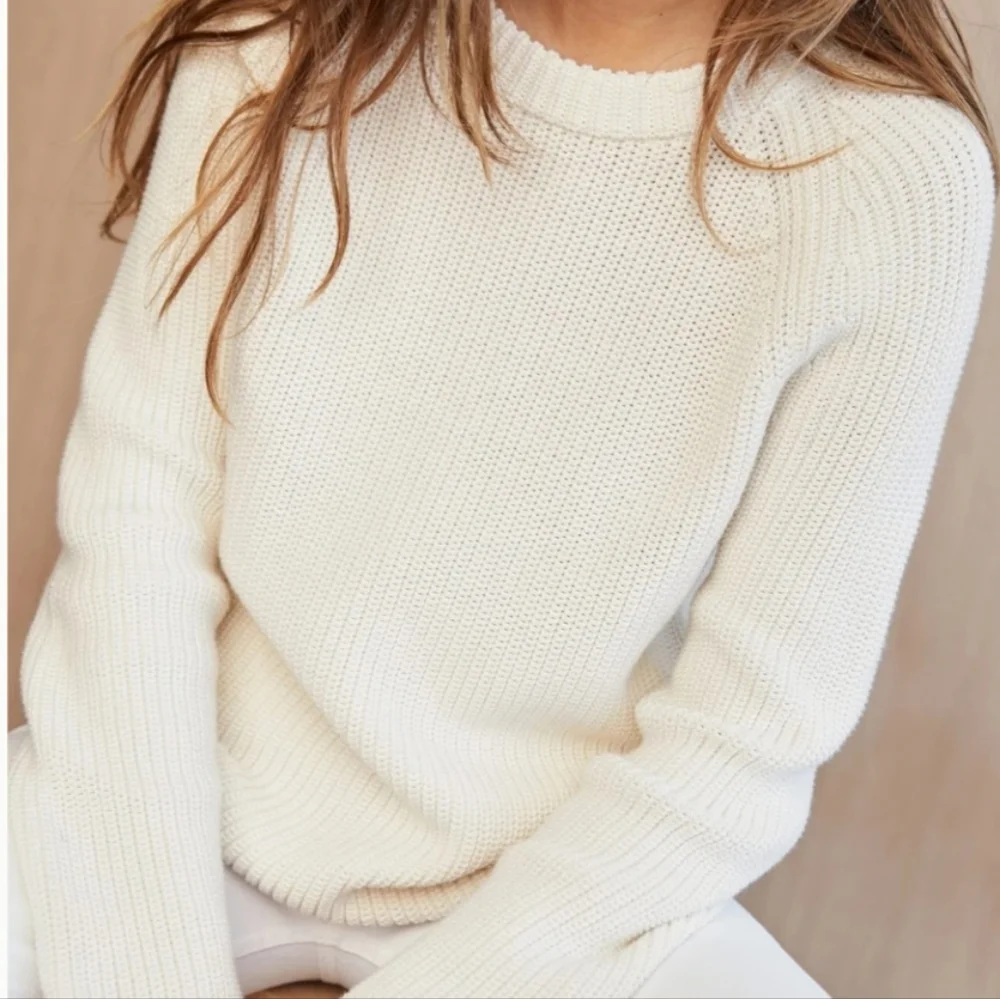 Jenni Kayne Sz S Cotton Fisherman Sweater Crew Neck New Flawed